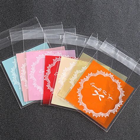 100pcs Bowknot Self Adhesive Bags Diy Cookie Candy Package Cellophane