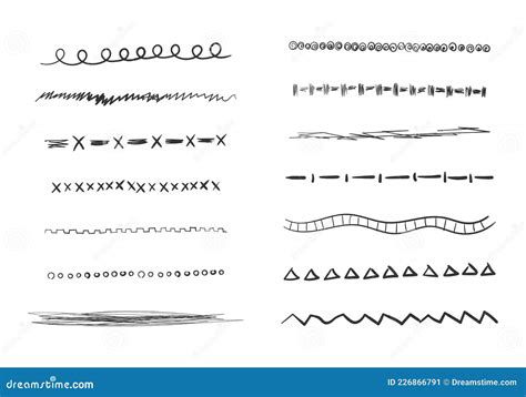 Conjunto De L Neas Horizontales Dibujadas A Mano Ondulada Ilustraci N