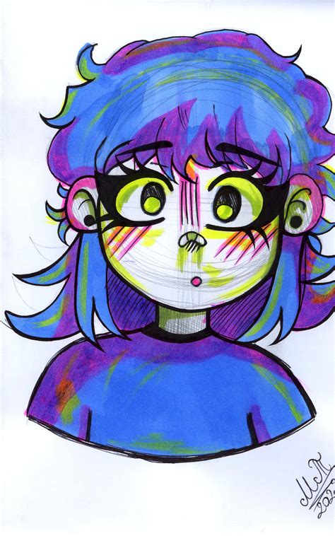 Girl Highlighter Marker Drawing By Greenmarta On Deviantart Atelier