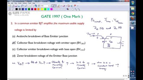 Gate 1997 Ece In Ce Amplifier The Maximum Usable Supply Voltage Is