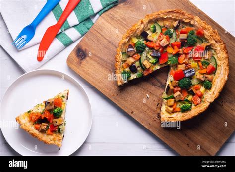 Vegetarian Tart With Broccoli Pepper And Zucchini In Puff Pastry Stock