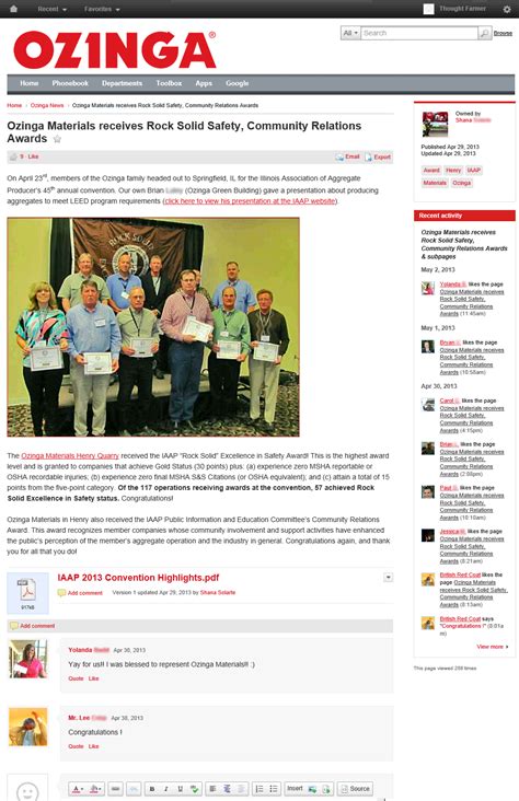 Ozinga - ThoughtFarmer Social Intranet Software 