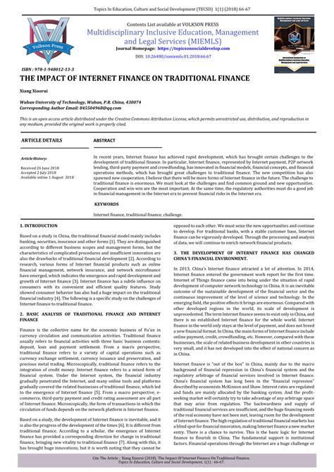 impact  internet finance  traditional finance