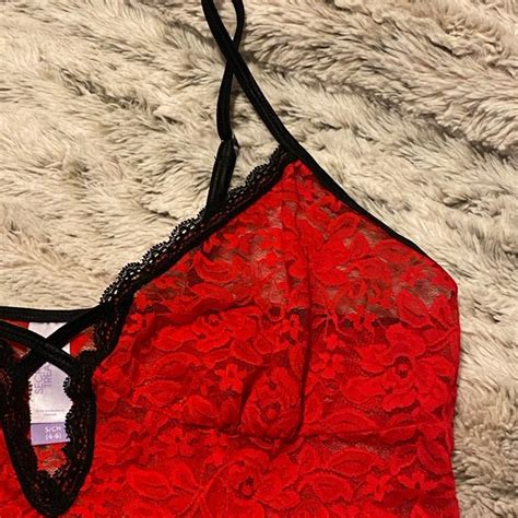 Secret Treasures Intimates Sleepwear Secret Treasure Sleepwear Red Lace Lingerie Poshmark
