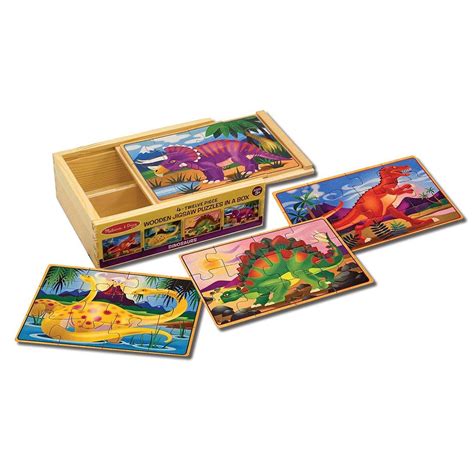 Dinosaurs Wooden Jigsaw Puzzles In A Box By Melissa Doug