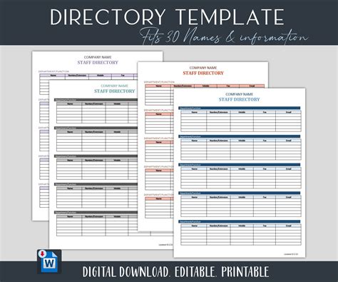 Company Directory Template