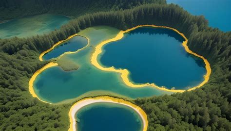 Premium Photo A Lake With A Yellow Lake And Trees In The Middle