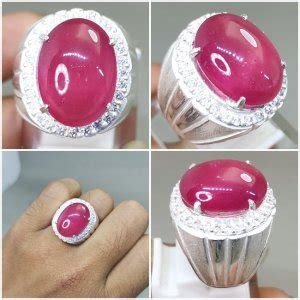 Natural Batu Ruby Pink Merah Muda Ring Perak Asli Kode Original