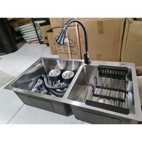 Jual KITCHEN SINK Bak Cuci Piring 2 Lubang Tebal Stainless 304 Tebal