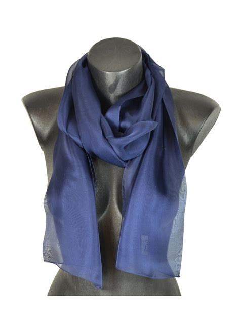 Foulard 40x160 En Soie Bleu Marine