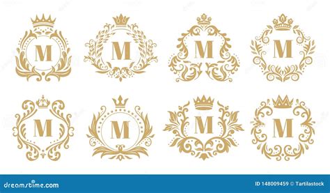 Luxury Monogram Vintage Crown Logo Golden Ornamental Monograms And