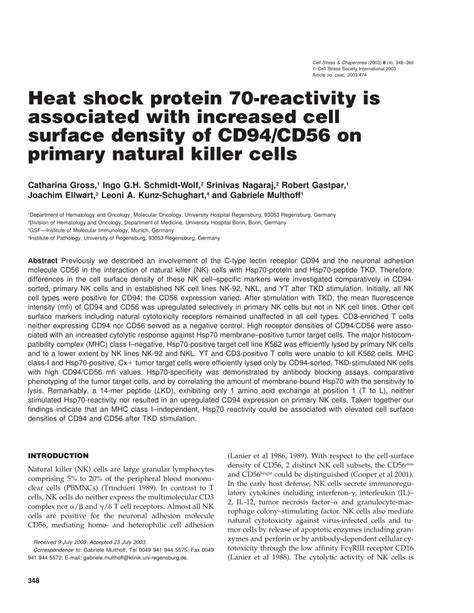 PDF Heat Shock Protein 70 Reactivity Is Associated With Increased