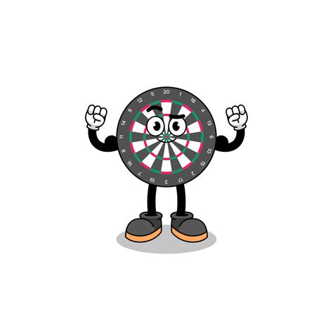 Mascot Cartoon Of Dart Board Posing With Muscle 11944485 Vector Art At