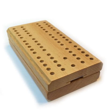 Mini Cribbage Set – Wood Folding 2 Track Board with Metal Pegs – Wood