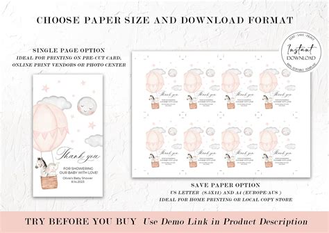 Hot Air Balloon Girl Pink Baby Shower Favor Tag Template Up Up And