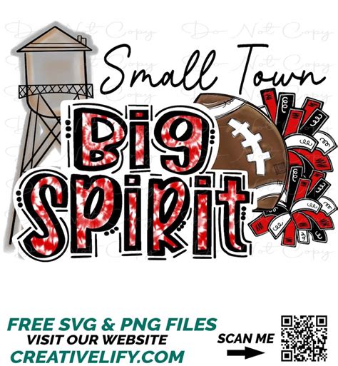 Small Town Big Spirit Football Cheer PomPoms Doodle Lett Inspire