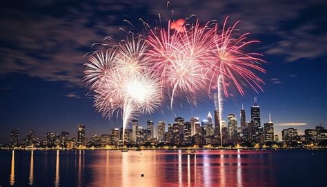 Premium Photo | The excitement of a fireworks display over the ...