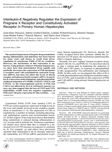 Interleukin Negatively Regulates The Expression Of Pregnane X