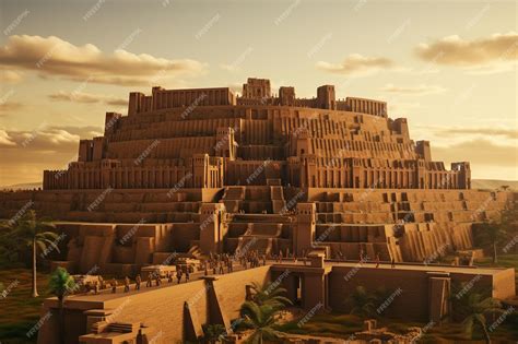 Premium AI Image | Ancient Splendor Ziggurat of Ur Overlooking a ...