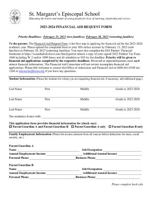 Fillable Online Financial Aid Request Form Fax Email Print