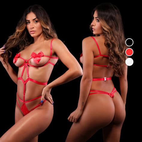 Body Lingerie Aro Laço Dia Dos Namorados Sexy Moda Feminina Body Sensual Luxo Charme Shopee Brasil