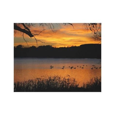 Sunset On Lake Wrapped Canvas Print Zazzle Sunset Canvas Prints Lake