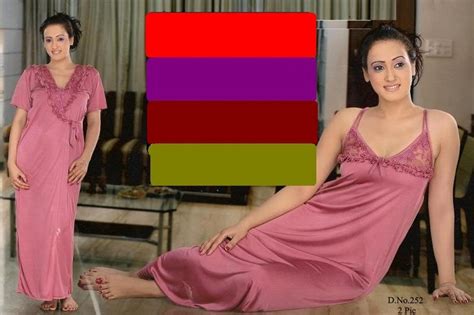 Buy Hot Sleep Wear Set Pc Nighty Over Coat Hot Bed Night Robe Set Online Shopclues