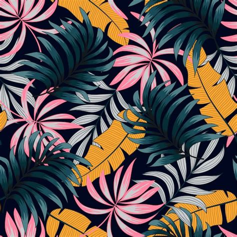 Motif Tropical Sans Soudure Botanique Avec Des Plantes Et Des Feuilles