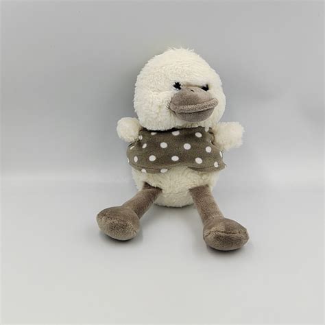 Doudou Canard Blanc Gris Pois Simba Toys Nicotoy