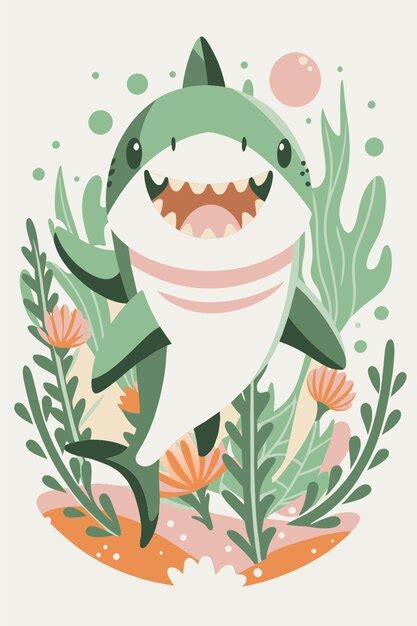 cute shark vector illustration premium ai generated vector