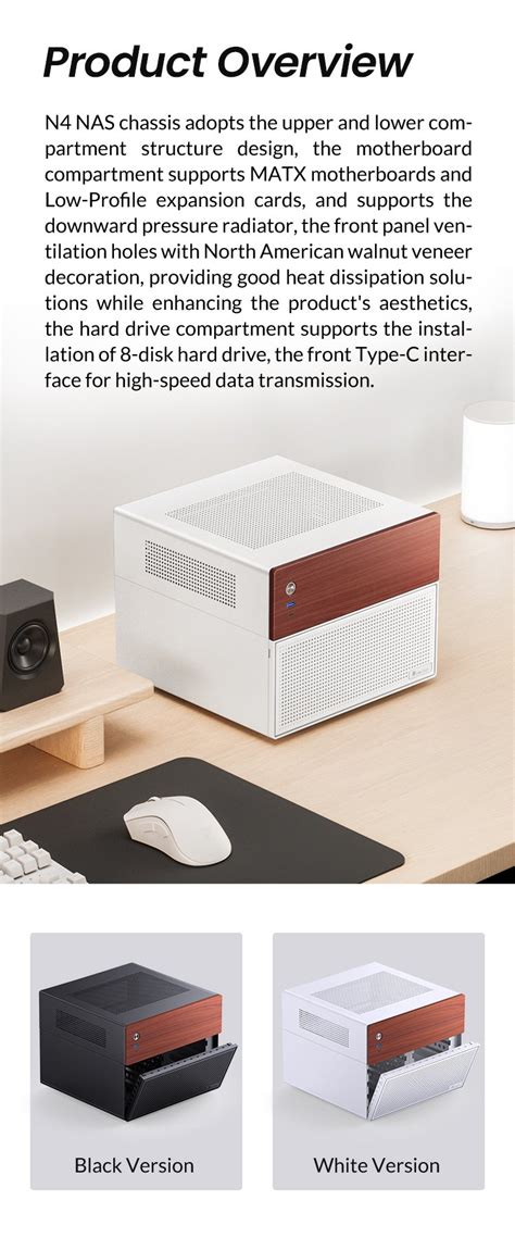 Jonsbo N Black Nas Mini Chassis Walnut Wood Drive Bay Hdd Hot Swap Non Hot Swap