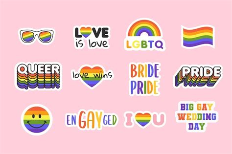 Premium Vector Lgbt Queer Gay Pride Stickers Lgbt Pride Colorful Icons Vector