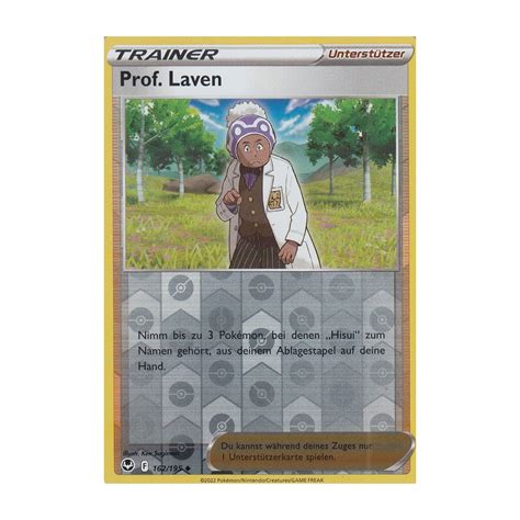 Professor Laven 162 195 REVERSE HOLO Silberne Sturmwinde Pokemon Karte