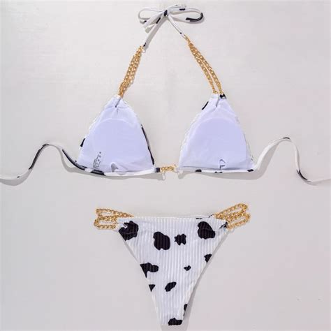 Cow Print Bikini The Cow Print Bikini Sexy Open Back Split Swimsuit Cow Print Shop