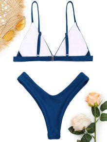 Soft Pad Spaghetti Straps Thong Bikini Set In LAPIS BLUE ZAFUL