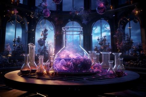 Premium Ai Image Interdimensional Alchemy Lab With Potions Of Cosmi