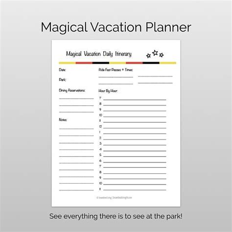 Magical Vacation Planner Printable Vacation Planner And Etsy