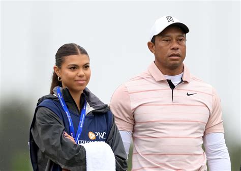 Tiger Woods' 16-year-old daughter Sam acted as his caddie for the first