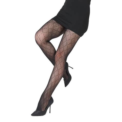 Collant Femme Fantaisie Filet Noir Motifs Losanges Lingerie Taille Unique Noir Cdiscount