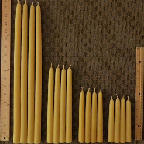 Pure Yellow Beeswax Taper Candles 100 Cotton Wicks Etsy