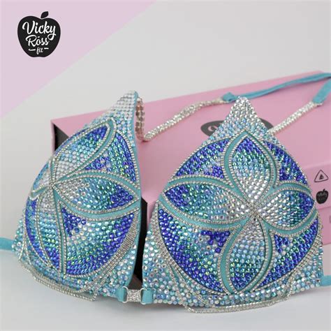 Competition Fitness Npc Ifbb Bikini Crystal Blue Floral Bikini Design