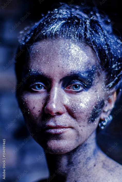 Elegant Nude Model In The World Model In Glitter Beautiful Body Body Art Stock Photo Adobe