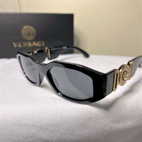 Versache Biggie Designer Sunglasses Black And Gold Depop