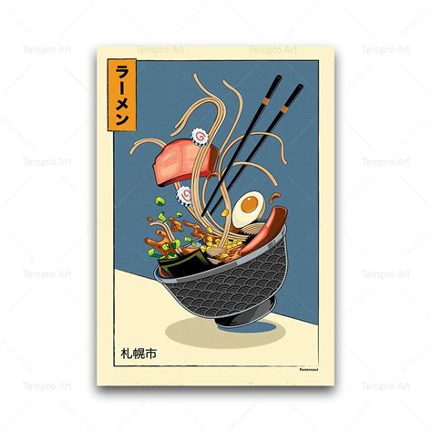 Японские постеры с едой, суши, рамен, такояки, соевый соус, настенная ...