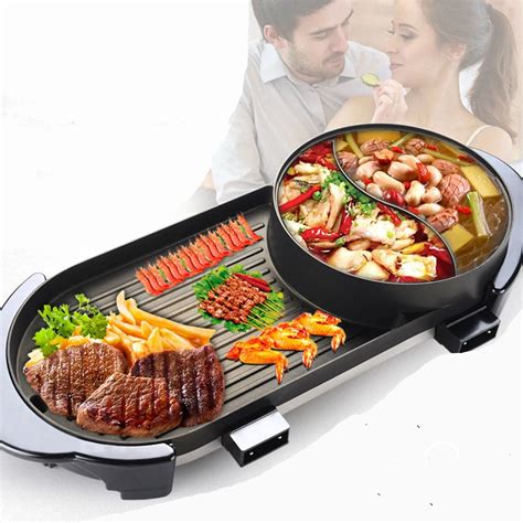 Multi Function Electric Grill Non Stick Electric Hot Pot Roasted Smokeless Kg V In