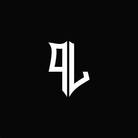 PL monogram letter logo ribbon with shield style isolated on black ...