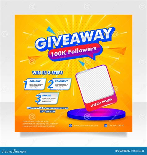 Giveaway Contest Social Media Post Banner Template Stock Vector Illustration Of Follower