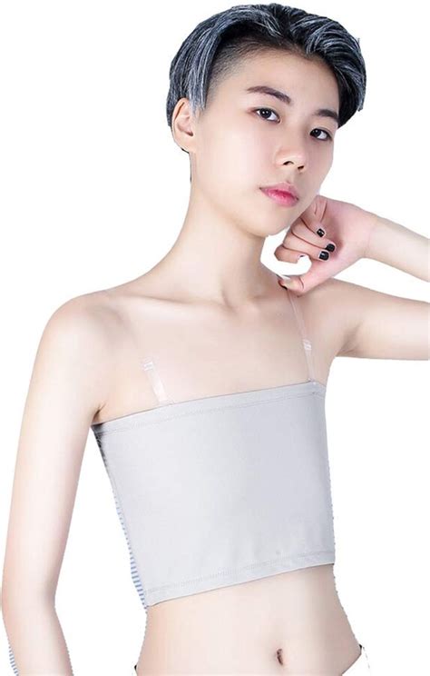 BaronHong Tomboy Trans Lesbian Strapless Plus Size Chest Binder Top With 20 Cm Elastic Band Gray