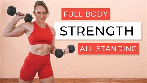 Full Body Standing Dumbbell Strength Workout No Up And Down No Jumping Youtube