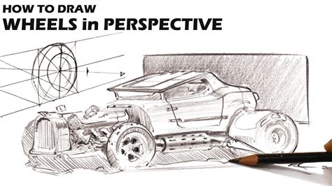 draw car wheels  perspective